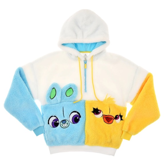 2023 Disney Parks Pixar Toy Story Ducky & Bunny Fleece Hoodie - NEW - Picture 1 of 2